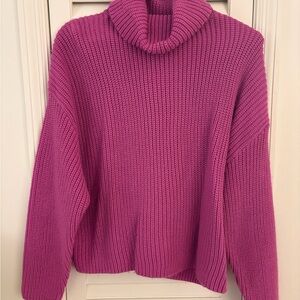 Zara Fuchsia Ribbed Turtleneck Sweater